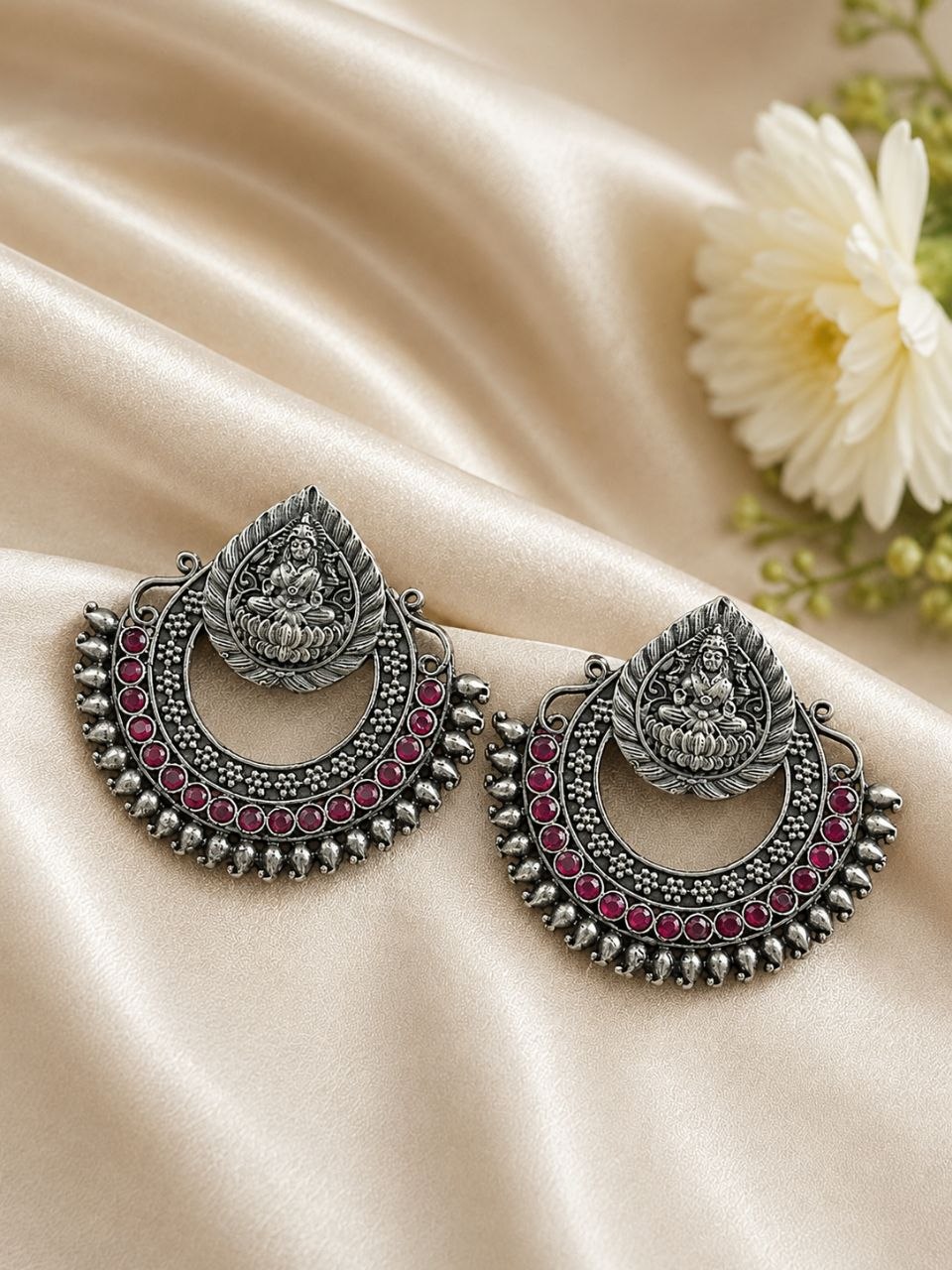 Oxidized Durga Maa Earring Traditional Silver Earrings for Women 6 Oxidized Durga Maa Earring with traditional silver finish for women