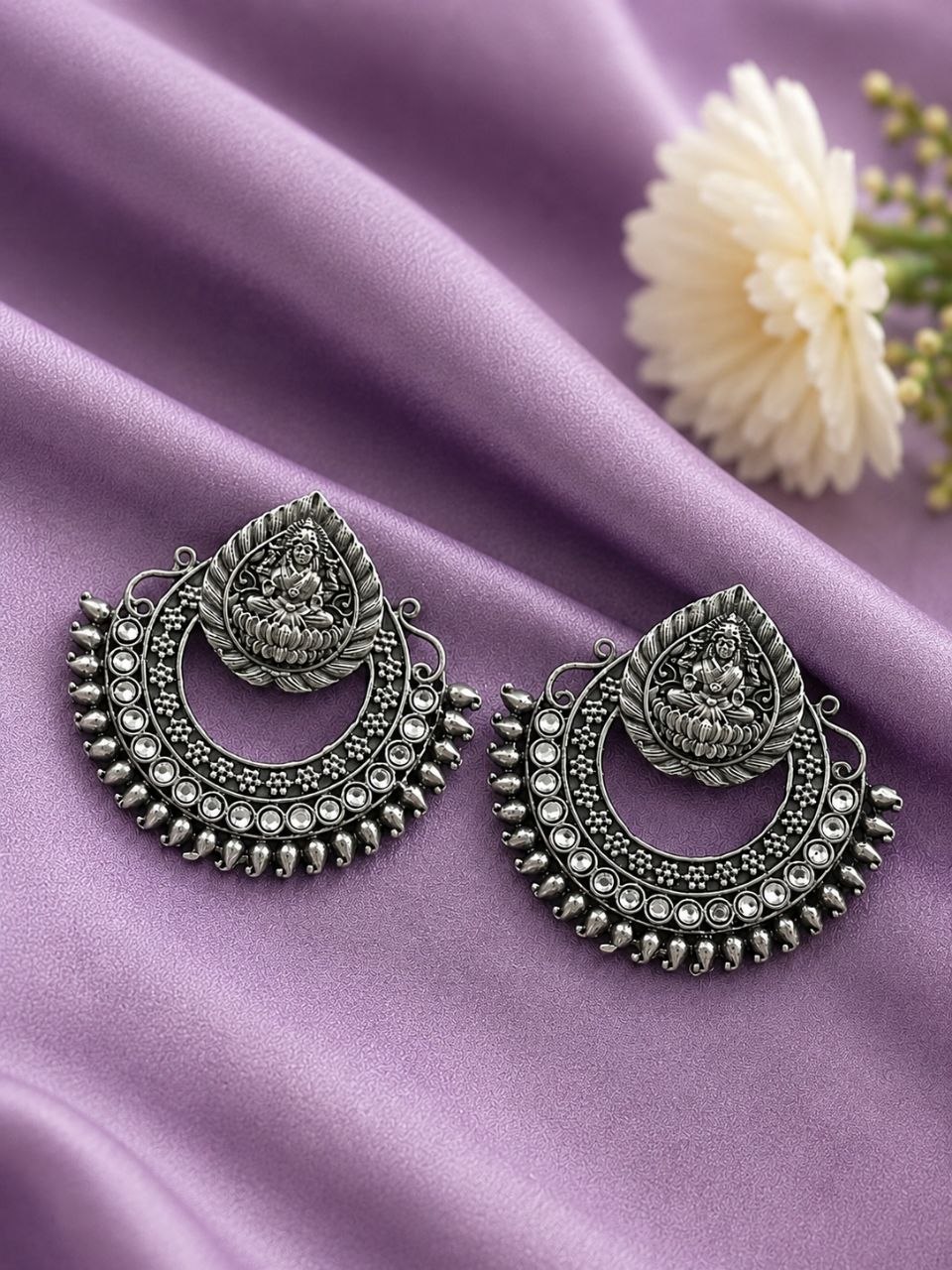 Oxidized Durga Maa Earring Traditional Silver Earrings for Women 5 Oxidized Durga Maa Earring with traditional silver finish for women