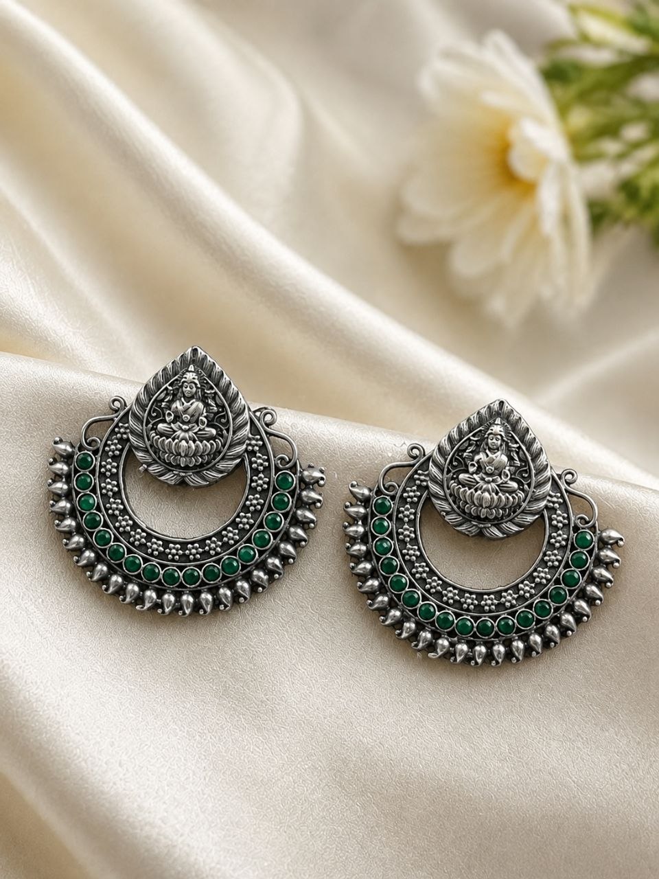 Oxidized Durga Maa Earring Traditional Silver Earrings for Women 3 Oxidized Durga Maa Earring with traditional silver finish for women