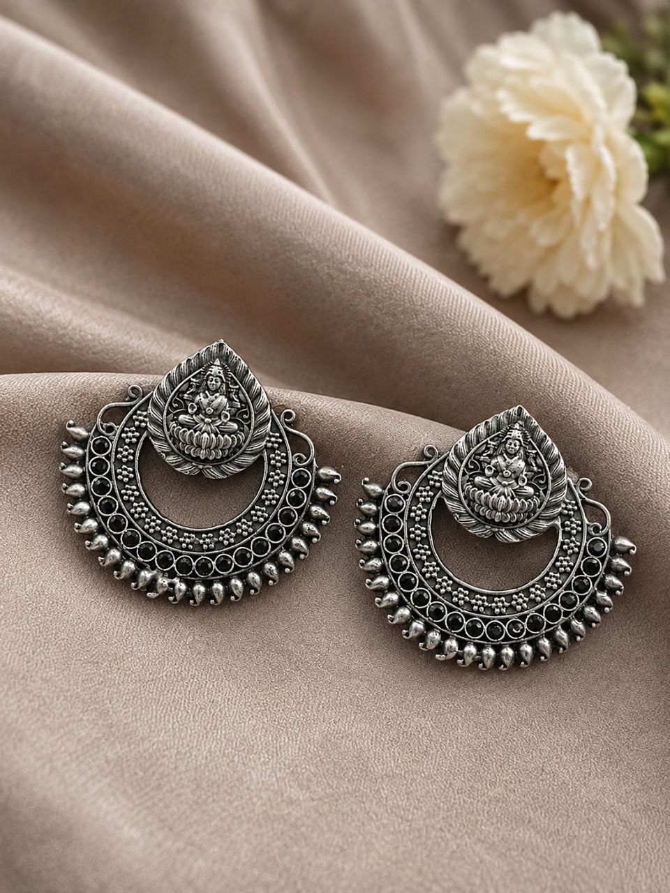 Oxidized Durga Maa Earring Traditional Silver Earrings for Women 4 Oxidized Durga Maa Earring with traditional silver finish for women