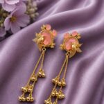 Gold Plated Parrot Kashmiri Earring Traditional Designer Earrings for Women - ''BabyPink''