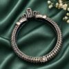 Oxidized Peacock Kada with traditional silver peacock design for women