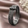Geometric Silver Openable Kada with modern designer pattern for women