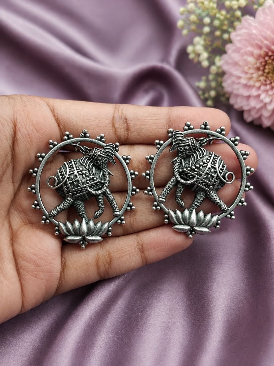 Silver Elephant Stud Earring Elegant Oxidized Beautiful Design for Traditional Wear 3 Silver Elephant Stud Earring with elegant elephant design for women