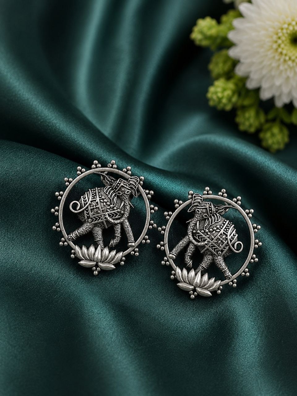 Silver Elephant Stud Earring Elegant Oxidized Beautiful Design for Traditional Wear 2 Silver Elephant Stud Earring with elegant elephant design for women