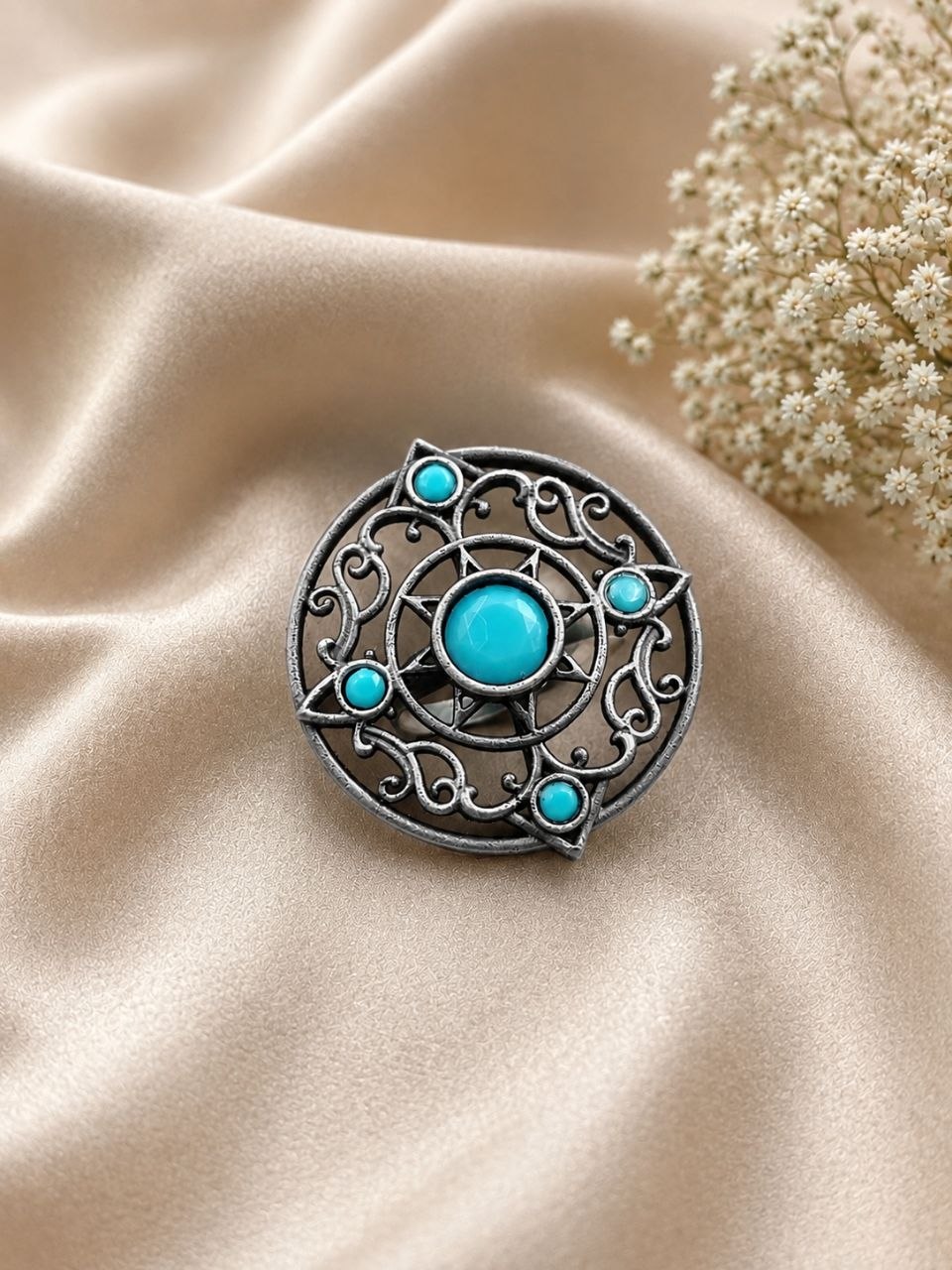 Vintage Adjustable Ring Elegant Antique Statement Ring for Party Look 9 Vintage Adjustable Ring with elegant antique finish for women