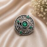 Vintage Adjustable Ring Elegant Antique Statement Ring for Party Look - "Green"