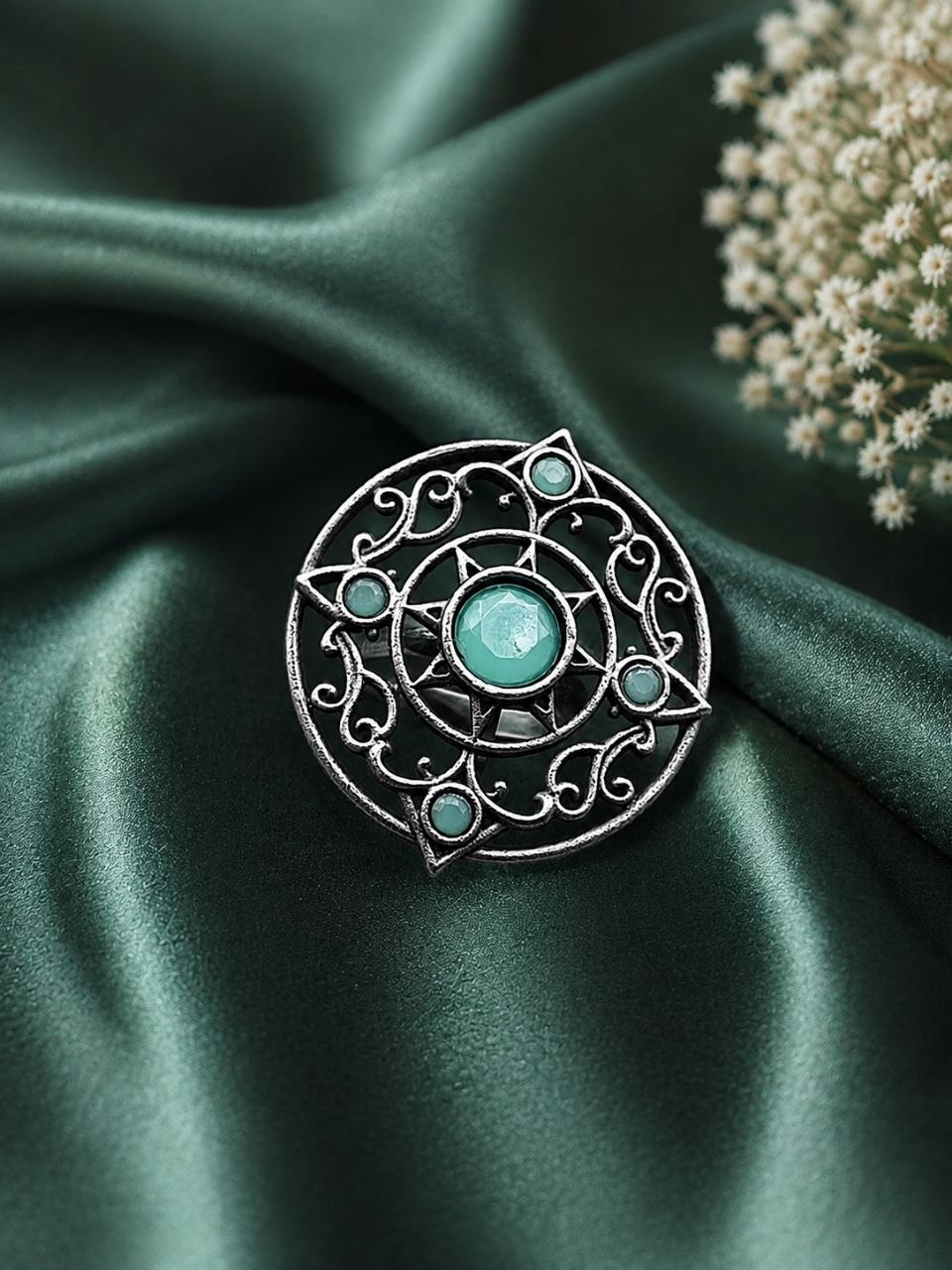 Vintage Adjustable Ring Elegant Antique Statement Ring for Party Look 7 Vintage Adjustable Ring with elegant antique finish for women