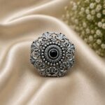 Designer Oxidised Floral Ring – Attractive Traditional Jewelry for Elegant Everyday Styling - "Black"