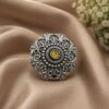 Designer Oxidised Floral Ring – Elegant Traditional Floral Jewelry