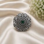 Designer Oxidised Floral Ring – Attractive Traditional Jewelry for Elegant Everyday Styling - "Green"