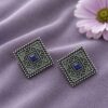 Antique Oxidised Square Stud – Stunning Earrings for Elegant Modern Traditional Looks## 16 Antique Oxidised Square Stud geometric brass earrings with premium antique finish##