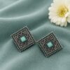 Antique Oxidised Square Stud – Stunning Earrings for Elegant Modern Traditional Looks## 15 Antique Oxidised Square Stud geometric brass earrings with premium antique finish##