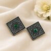 Antique Oxidised Square Stud – Stunning Earrings for Elegant Modern Traditional Looks## 13 Antique Oxidised Square Stud geometric brass earrings with premium antique finish##