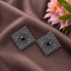 Antique Oxidised Square Stud – Stunning Earrings for Elegant Modern Traditional Looks## 11 Antique Oxidised Square Stud geometric brass earrings with premium antique finish##