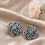 Ethnic Floral Earring – Stunning Traditional Design for Elegant Festive Styling - "Aqua"