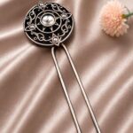 Stylish Silver Hair Accessories – Elegant Floral Charm for Stunning Traditional Hairstyles - "White"