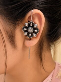 Designer Flower Earcuff with elegant floral detailing and premium polished finish