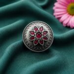 Vintage Silver Ring for Elegant Timeless Traditional Jewelry - "Red"
