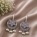Exquisite Floral Half Moon Bugadi for Gorgeous Traditional Wear - ''BabyPink''