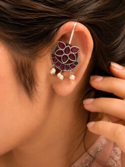 Floral Half Moon Bugadi with elegant floral detailing and traditional Indian jewelry design