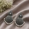 Elegant Silver Earring with graceful traditional detailing and premium polished finish