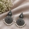 Elegant Silver Earring with graceful traditional detailing and premium polished finish