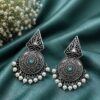 Elegant Silver Earring with graceful traditional detailing and premium polished finish