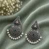 Elegant Silver Earring with graceful traditional detailing and premium polished finish