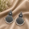 Elegant Silver Earring with graceful traditional detailing and premium polished finish
