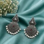Elegant Silver Earring for Stunning Timeless Traditional and Modern Styling - "Red"