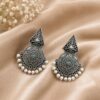 Elegant Silver Earring with graceful traditional detailing and premium polished finish