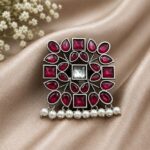 Dazzling Geometric Stylish Ring for Elegant Modern and Fashionable Looks - "Red"
