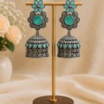 Antique Floral Jhumka – Gorgeous Traditional Earrings for Elegant Festive Style - "MInt"