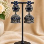 Antique Floral Jhumka – Gorgeous Traditional Earrings for Elegant Festive Style - Blue