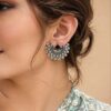 Oxidized Silver Moon Earring elegant celestial oxidized jewelry for women