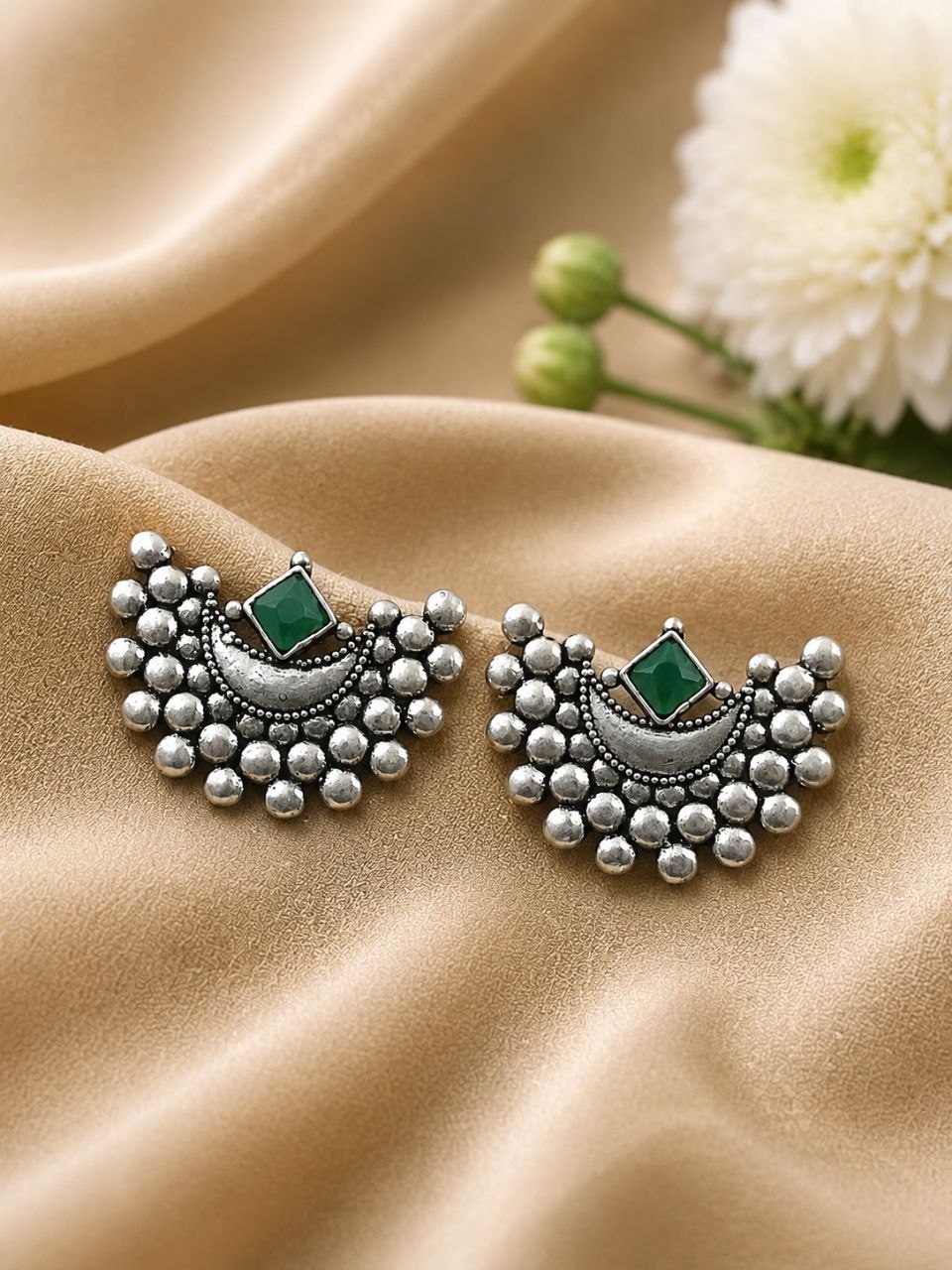 Oxidized Silver Moon Earring – Elegant Celestial Design for Stylish Traditional Looks 9 Oxidized Silver Moon Earring elegant celestial oxidized jewelry for women