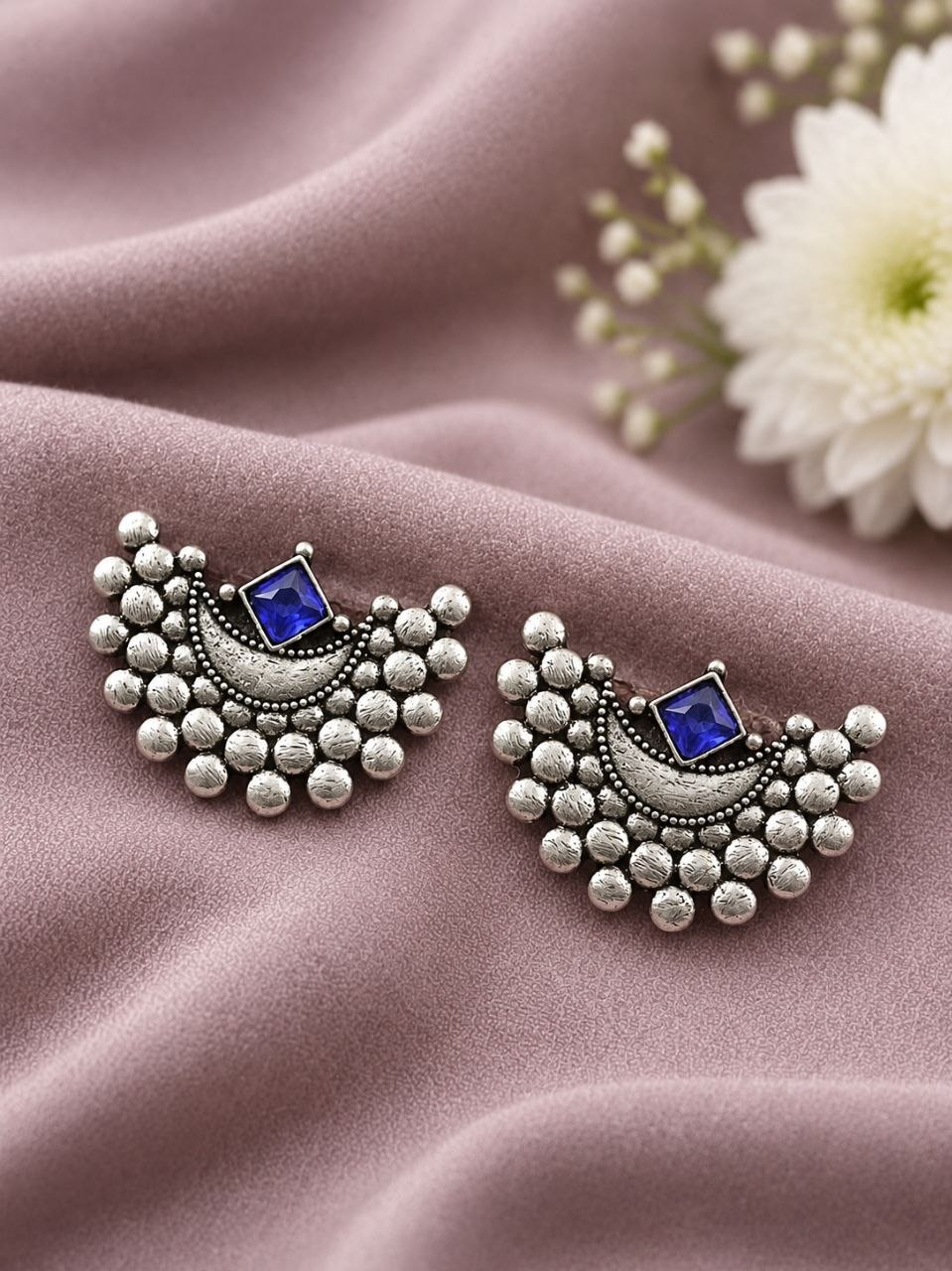 Oxidized Silver Moon Earring – Elegant Celestial Design for Stylish Traditional Looks 8 Oxidized Silver Moon Earring elegant celestial oxidized jewelry for women
