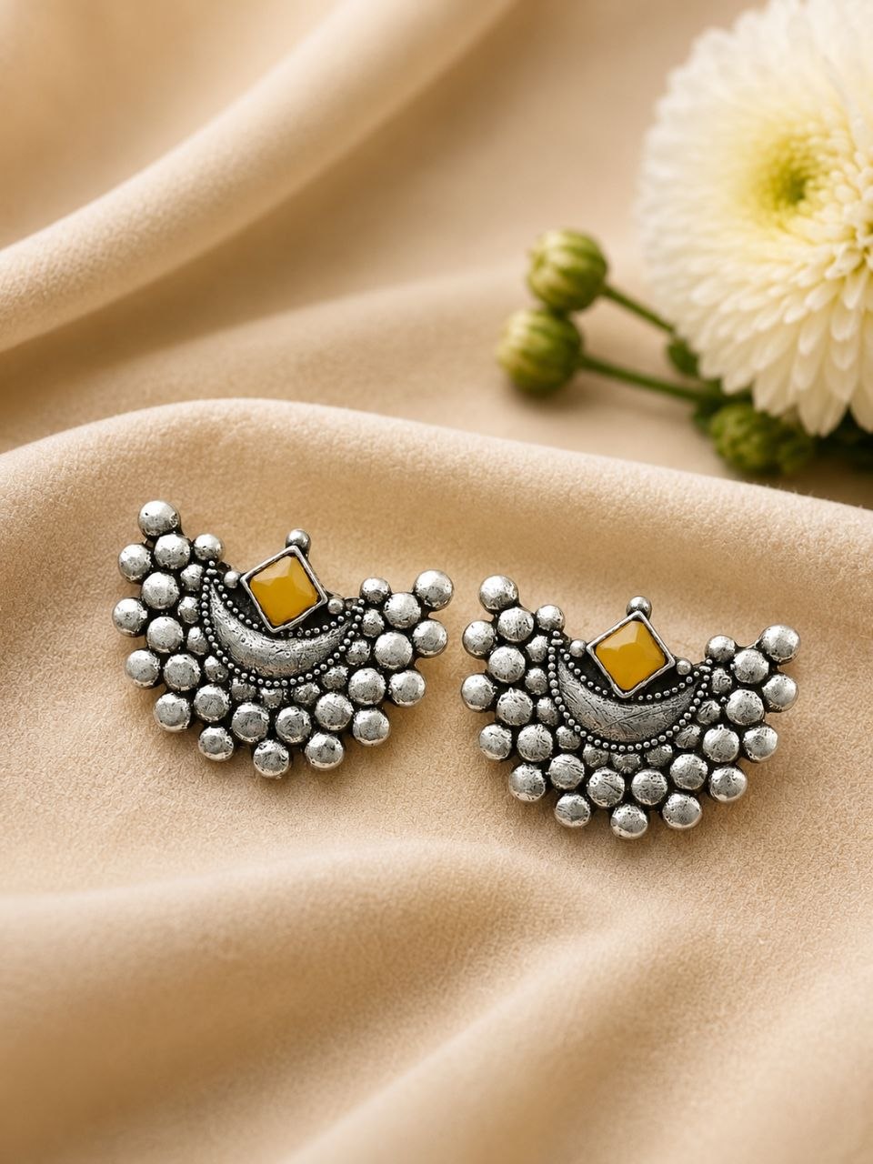 Oxidized Silver Moon Earring – Elegant Celestial Design for Stylish Traditional Looks 7 Oxidized Silver Moon Earring elegant celestial oxidized jewelry for women