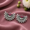 Oxidized Silver Moon Earring – Elegant Celestial Design for Stylish Traditional Looks 14 Oxidized Silver Moon Earring elegant celestial oxidized jewelry for women