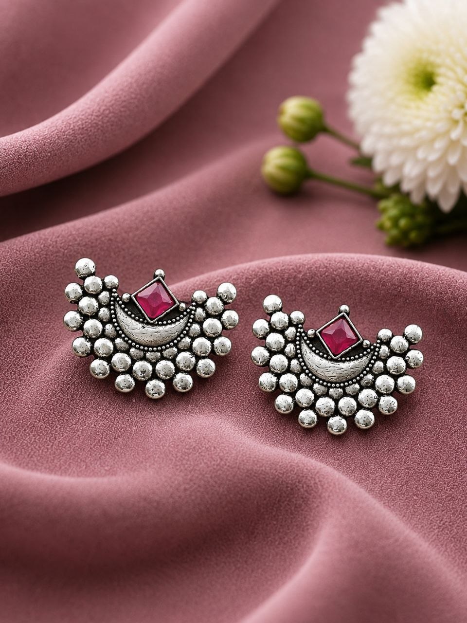 Oxidized Silver Moon Earring – Elegant Celestial Design for Stylish Traditional Looks 6 Oxidized Silver Moon Earring elegant celestial oxidized jewelry for women