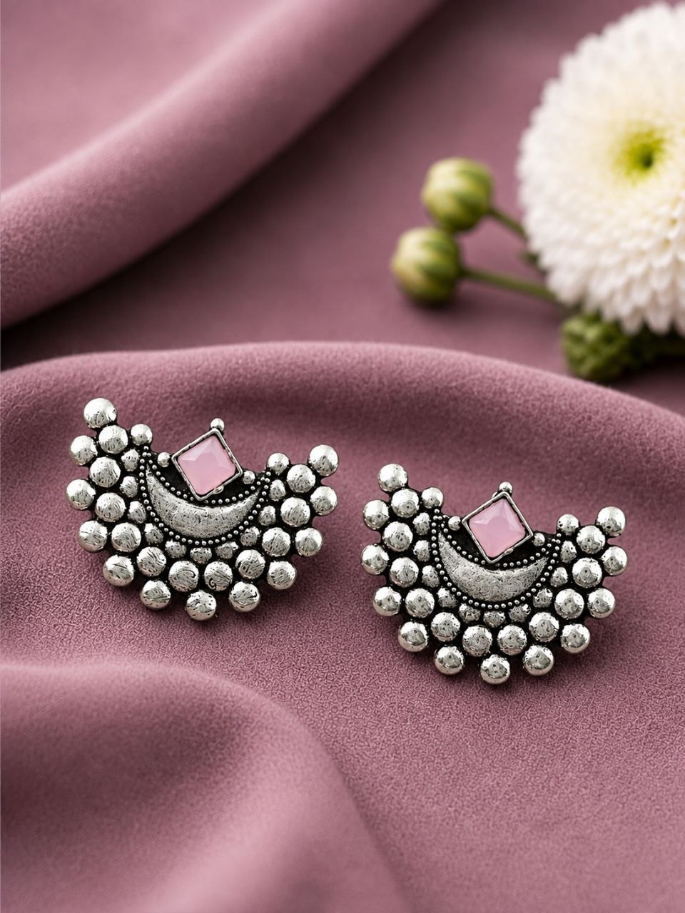 Oxidized Silver Moon Earring – Elegant Celestial Design for Stylish Traditional Looks 4 Oxidized Silver Moon Earring elegant celestial oxidized jewelry for women