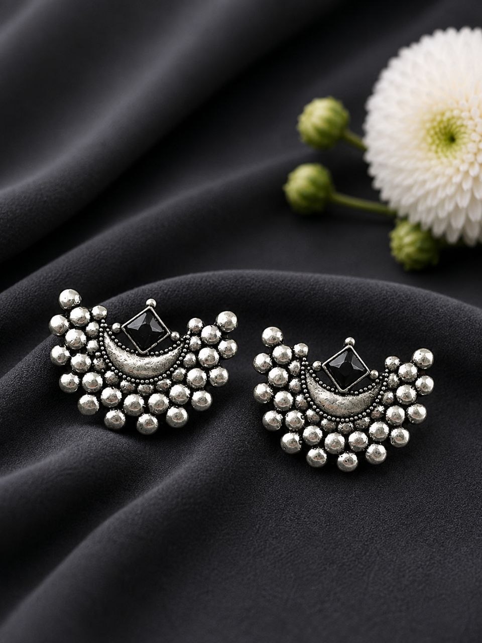Oxidized Silver Moon Earring – Elegant Celestial Design for Stylish Traditional Looks 2 Oxidized Silver Moon Earring elegant celestial oxidized jewelry for women
