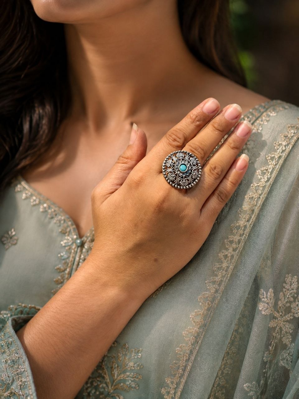 Silver Traditional Ring – Exquisite Ethnic Design for Graceful Styling 1 Silver Traditional Ring elegant ethnic brass jewelry for women