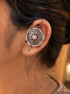 Silver Flower Earcuff elegant floral design premium silver jewelry