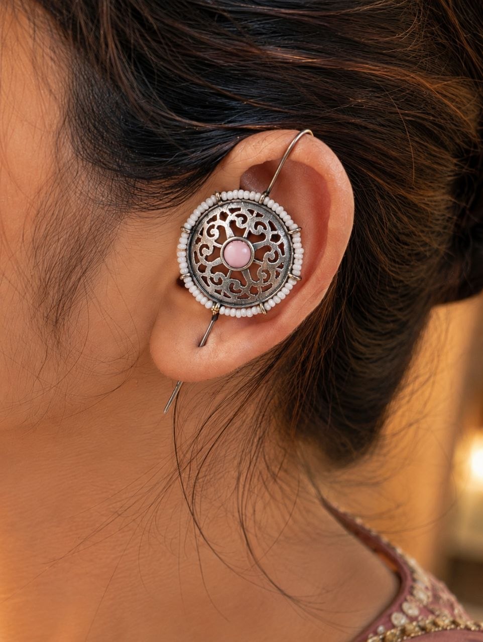 Silver Flower Earcuff – Elegant Jewelry for Stylish Traditional Looks 1 Silver Flower Earcuff elegant floral design premium silver jewelry