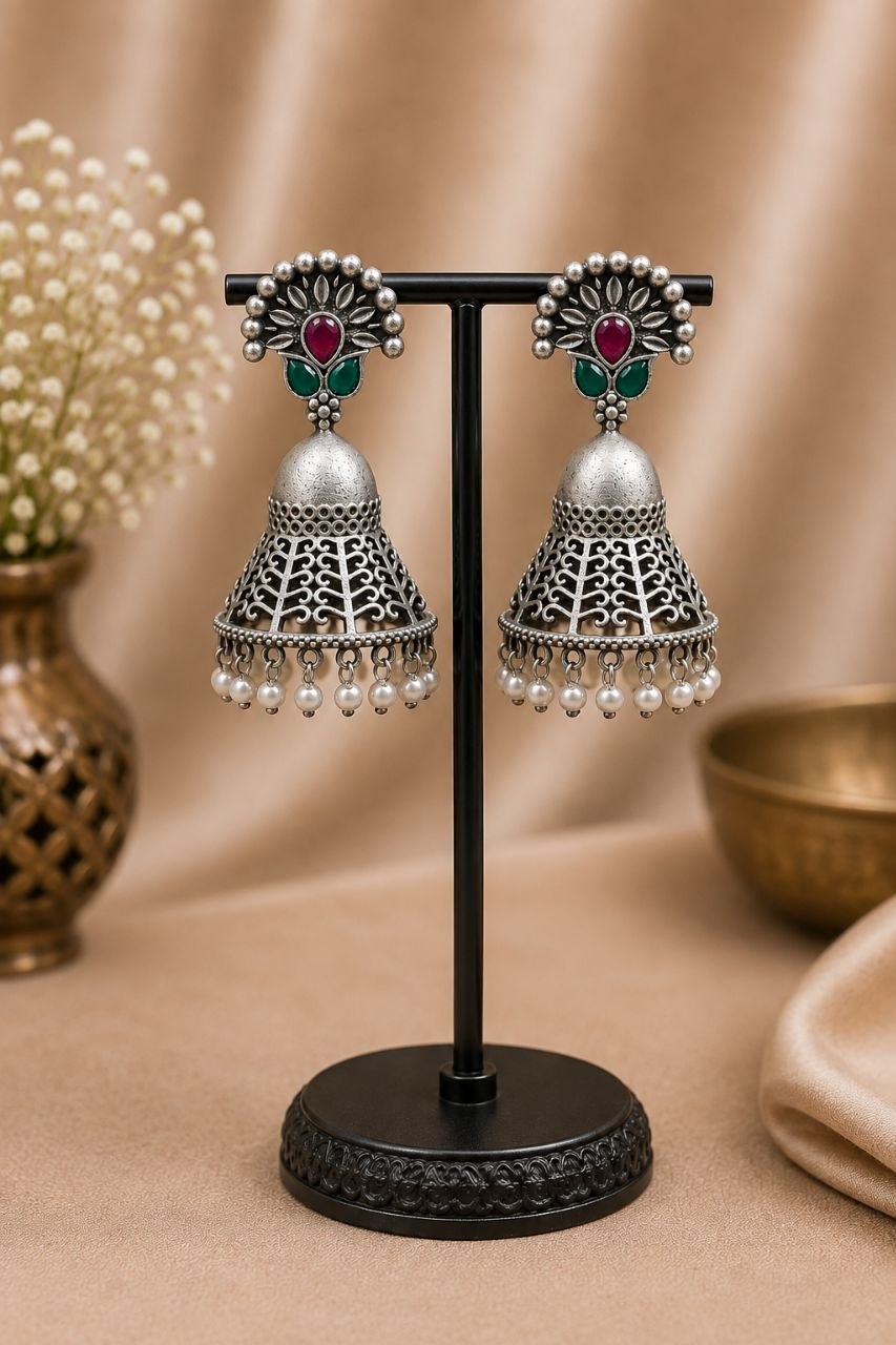 Leaf Jhumka Earring – Stunning Elegant Traditional Jewelry for Women 2 Leaf Jhumka Earring elegant leaf inspired traditional brass jewelry for women