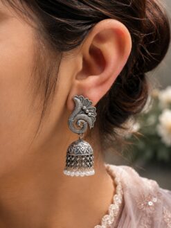 Beautiful Peacock Jhumka Earring with elegant traditional peacock inspired brass jewelry