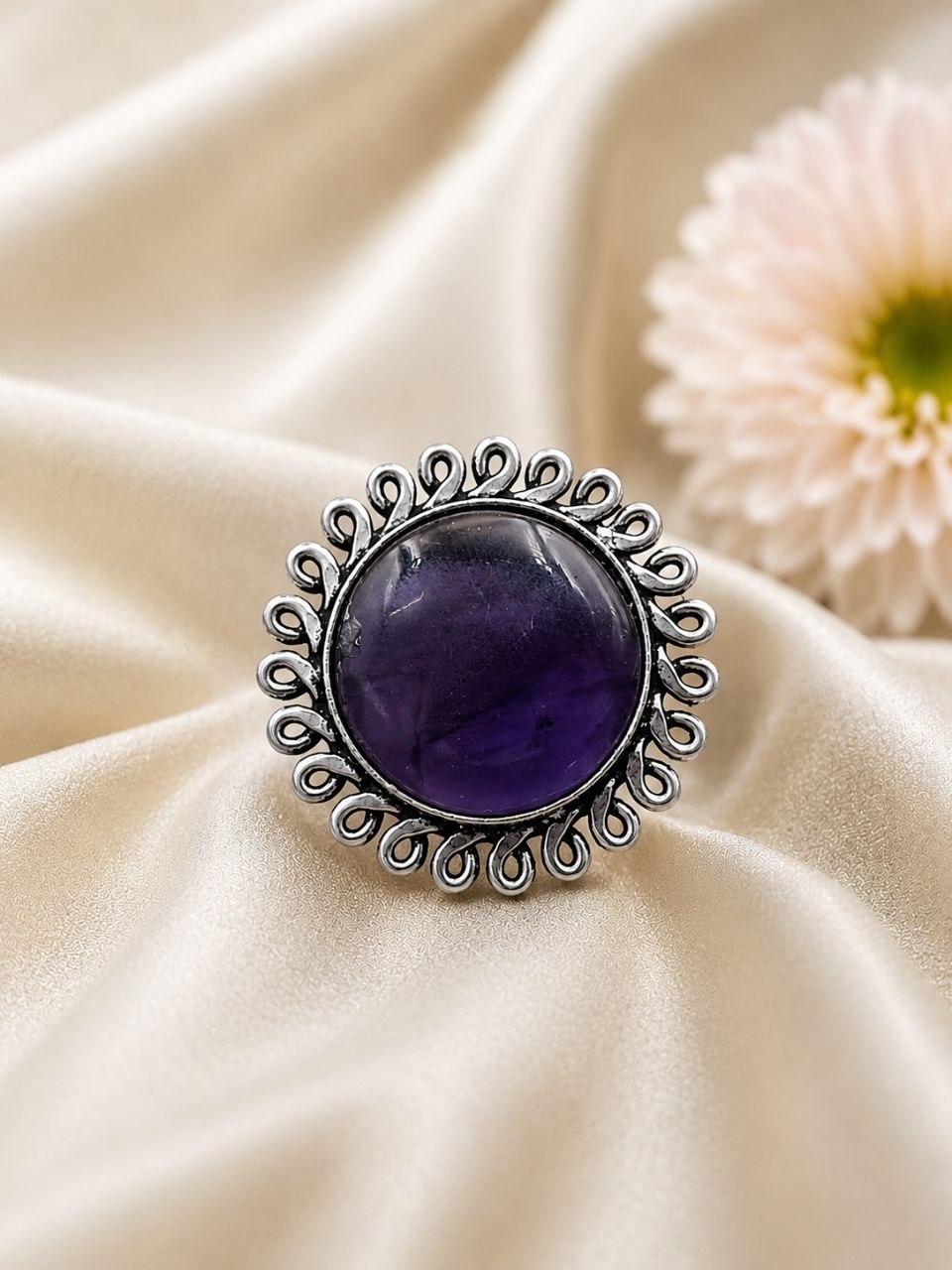Adjustable Silver Ring – Elegant Premium Jewelry for Monalisa Stone Work 9 Adjustable Silver Ring elegant premium brass jewelry adjustable design