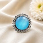 Adjustable Silver Ring – Elegant Premium Jewelry for Monalisa Stone Work - "Aqua"